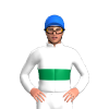 WHITE, EMERALD GREEN DOUBLE BAND, Blue cap