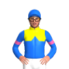 YELLOW, BLUE HALVES, BLUE DIAMOND BAND, BLUE SLEEVES, HOT PINK ARMBAND, Blue cap