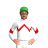WHITE, RED ZIGZAG CHEVRON, WHITE SLEEVES, RED CHEVRON, Green cap
