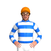 BLUE, WHITE HOOPS, RED SLEEVES, WHITE HOOPS SLEEVES, Orange cap