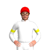 WHITE, BLUE FIVE STARS, WHITE SLEEVES, YELLOW ARMBANDS, Red cap