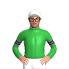 GREEN, SLEEVES, PURPLE DOUBLE ARMBANDS, White cap