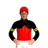 BLACK,RED HALVED,RED DIAMOND BAND,BLACK SLEEVES,YELLOW DOUBLE ARMBANDS, Red cap
