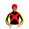 BLACK, RED CROSSED SASHES, BLACK SLEEVES, YELLOW STRIPES, Red cap