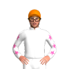 WHITE, HOT PINK FIVE STARS, WHITE SLEEVES, HOT PINK STARS, Orange cap