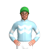 LIGHT BLUE, WHITE TWO ZIGZAG CHEVRON, LIGHT BLUE SLEEVES,WHITE TWO CHEVRONS, Green cap