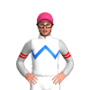 WHITE, BLUE ZIGZAG CHEVRON, SILVER SLEEVES, RED DOUBLE ARMBANDS, Pink cap