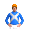 BLUE, SILVER CROSSED SASHES, Orange cap