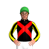 BLACK, RED CROSSED SASHES, BLACK SLEEVES, YELLOW STRIPES, Green cap