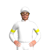 WHITE, BLUE FIVE STARS, WHITE SLEEVES, YELLOW ARMBANDS, White cap