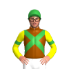 BROWN, GREEN CROSSED SASHES, YELLOW SLEEVES, GREEN ARMBANDS, Green cap