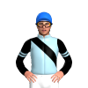 LIGHT BLUE, BLACK RIGHT SASH, SLEEVES, LIGHT BLUE DOUBLE ARMBANDS, Blue cap