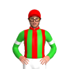 RED, LIME GREEN STRIPES, SLEEVES, WHITE ARMBANDS, Red cap