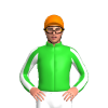 LIME GREEN, WHITE FIVE STARS, STRIPED SLEEVES, Orange cap