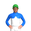 BLUE, WHITE HALVES, WHITE DIAMOND BAND, BLUE SLEEVES, Green cap