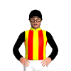YELLOW, RED STRIPES, BLACK SLEEVES, Black cap