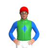 GREEN, BLUE DIAMOND BAND, BLUE SLEEVES, Red cap