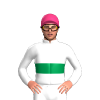 WHITE, EMERALD GREEN DOUBLE BAND, Pink cap