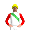WHITE, GREEN RIGHT SASH, RED SLEEVES, Yellow cap