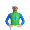 GREEN, BLUE DIAMOND BAND, BLUE SLEEVES, White cap