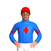 BLUE, RED DIAMOND BAND, BLUE SLEEVES, RED DOUBLE ARMBAND, Red cap