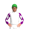 WHITE, SLEEVES, PURPLE DIAMOND CHECKS, Green cap