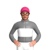 GREY, WHITE BAND, Pink cap