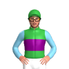 GREEN,PURPLE BAND,SKY BLUE SLEEVES