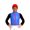 ROYAL BLUE, RED SEAMS, BLACK SLEEVES, RED SEAMS & ARM BAND, RED CAP WITH BLACK SEAMS