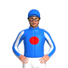 BLUE, RED DISC, WHITE SLEEVES, BLUE STRIPES, CAP