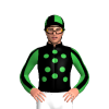BLACK, GREEN SPOTS, GREEN SLEEVES, BLACK STRIPE, BLACK CAP, GREEN QUARTERS