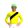 YELLOW, BLACK SASH, LIGHT GREEN CAP