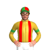 GOLD,RED BRACES,GREEN ARMBANDS,GREEN CAP,RED QUARTERS CAP