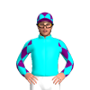 AQUA, PURPLE & AQUA CHEQUERED DIAMOND SLEEVES & CAP