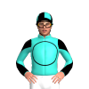 TURQUOISE , BLACK CIRCLE, BLACK SLEEVES,TURQUOISE DIABLO, BLACK CAP, TURQUOISE QUARTERS 