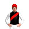 BLACK,RED SASH,WHITE SLEEVES,RED CAP