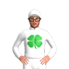 WHITE, GREEN FOUR LEAF CLOVER