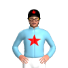 SKY BLUE, RED STAR, CAP SKY BLUE WITH RED STAR ON TOP
