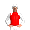 RED, WHITE EPAULETTES,SLEEVES, CAP