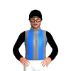 GRAY,BLUE STRIPES,BLACK SLEEVES,CAP