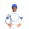 WHITE, ROYAL BLUE CIRCLE, ARM BAND & CAP