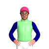LIGHT GREEN, NAVY BLUE SLEEVES & PINK CAP