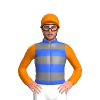 Royal Blue, Grey Hoops, Orange Sleeves And Cap