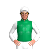 Emerald Green, White Roses And Sleeves, Roses Cap, White Pom Pom