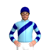 Sky Blue, Navy Blue Sash, Hooped Sleeves, Navy Blue Cap