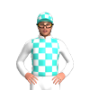 Turquoise And White Checks, White Collar And Sleeves, Turquoise And White Checked Cap