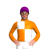 Orange And White Quarters, Orange Sleeves, Purple Cap