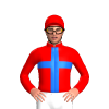 Red, Blue And White Cross, Red Cap