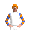 White, Royal Blue Sides, White, Orange and Royal Blue Hooped Sleeves, Orange Cap