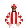 Black, Red And White Stripes, Hooped Sleeves, Striped Cap